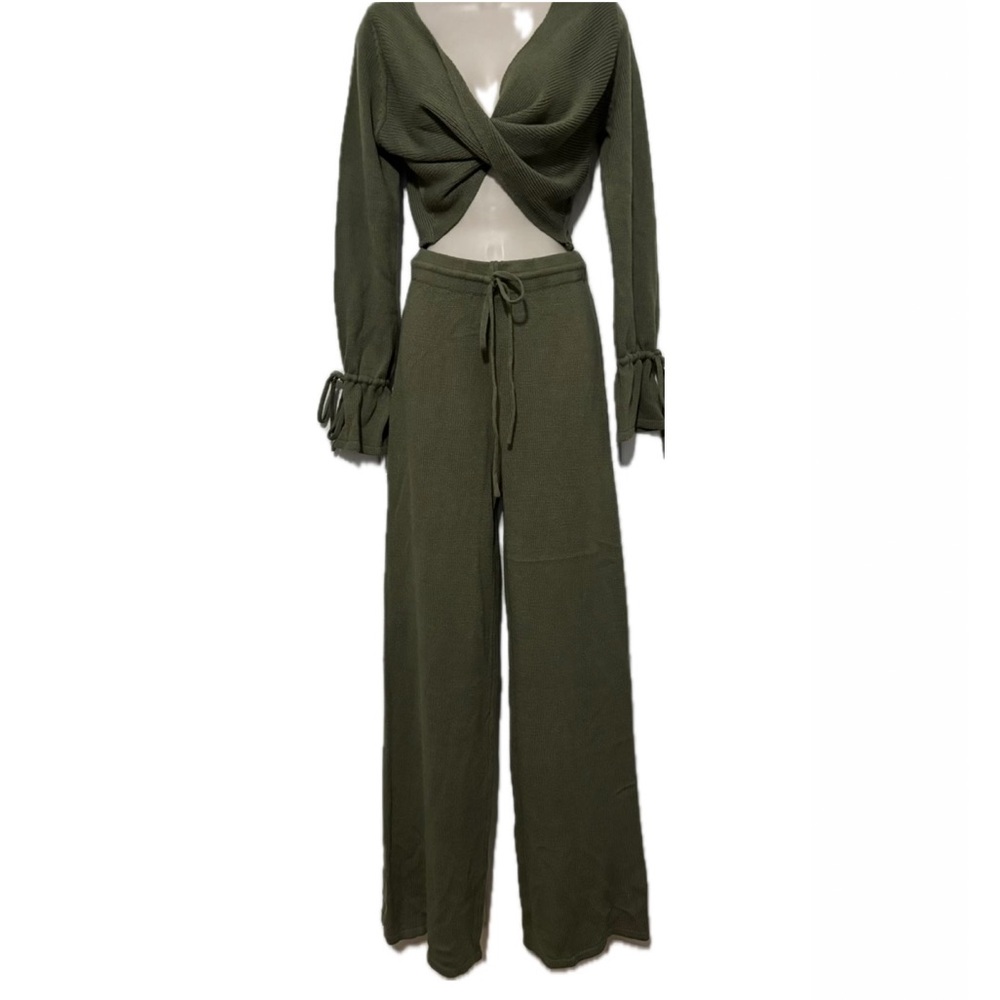 2 piece Long Sleeve Crop Sweater with Matching Pants